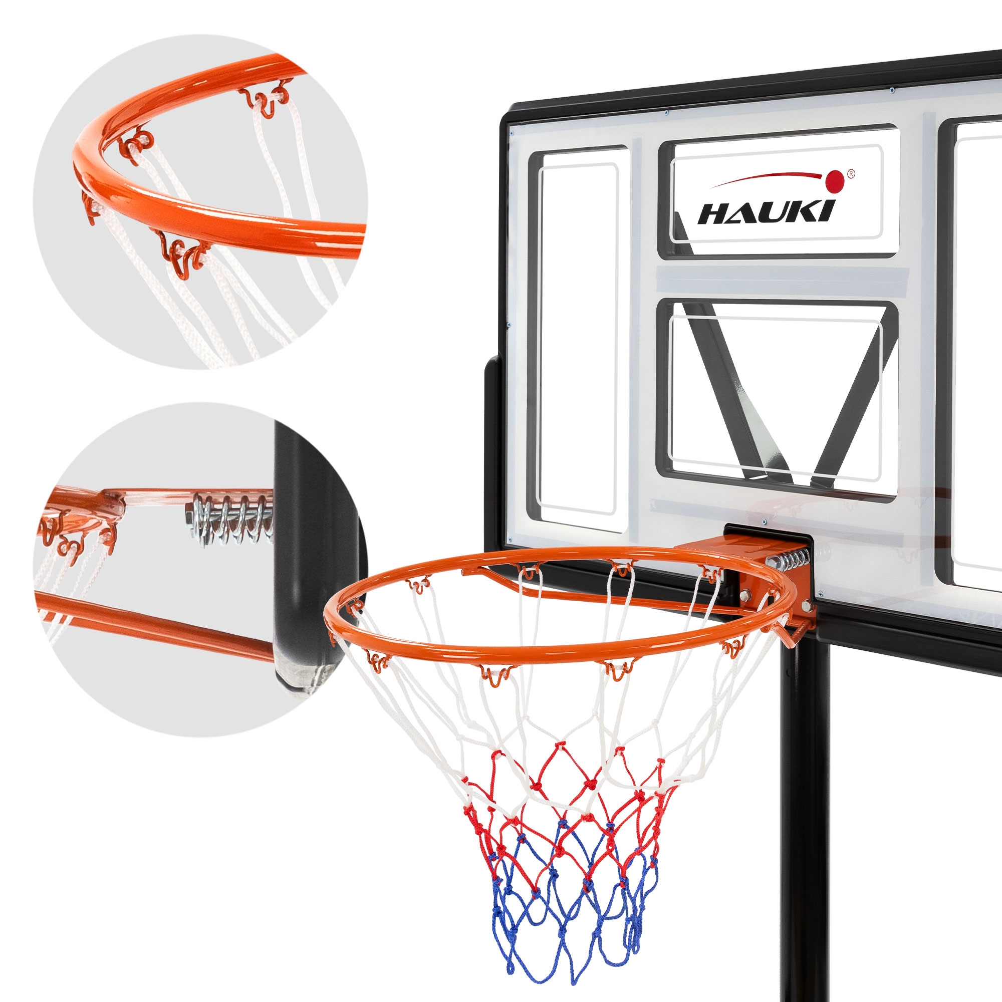 Canasta de baloncesto exterior sistema de basquet móvil rojo altura 235-295  cm