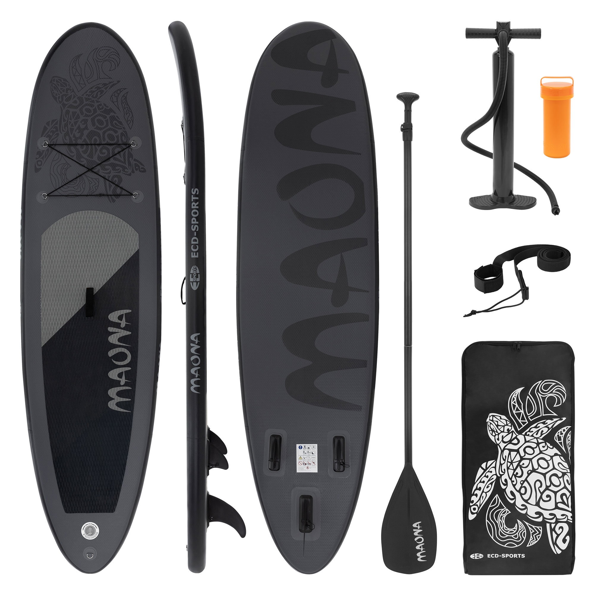 Surfboard Stand Up Paddle SUP Board Maona Paddelboard aufblasbar Schwarz 308 cm 