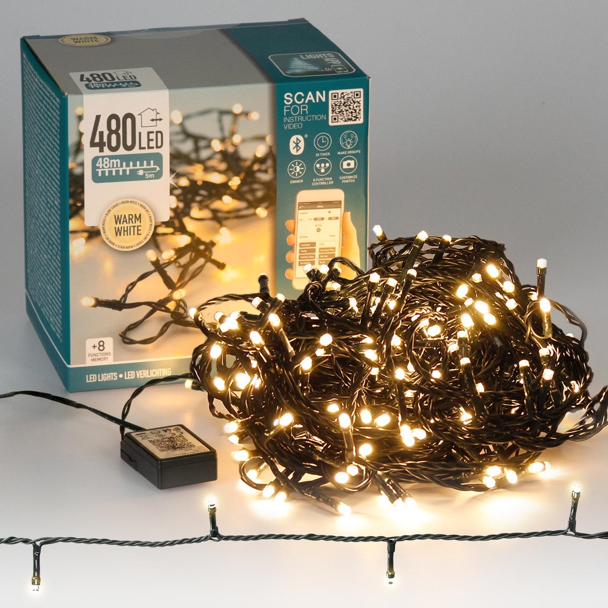 Ecd Germany - Guirlande lumineuse Noël 480 LEDs blanc froid déco
