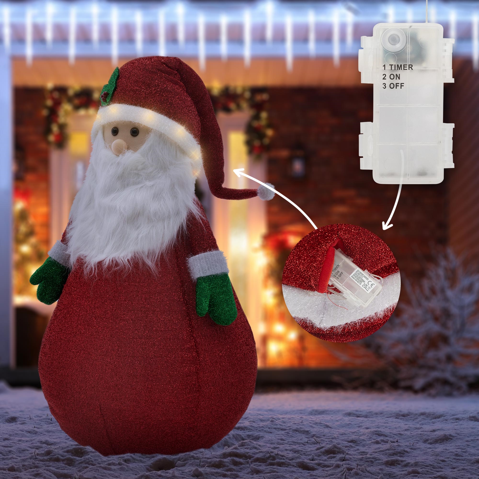 XXL Timer cm Weihnachtsdeko LED eBay 140 beleuchtet | Weihnachten Außen Weihnachtsfigur