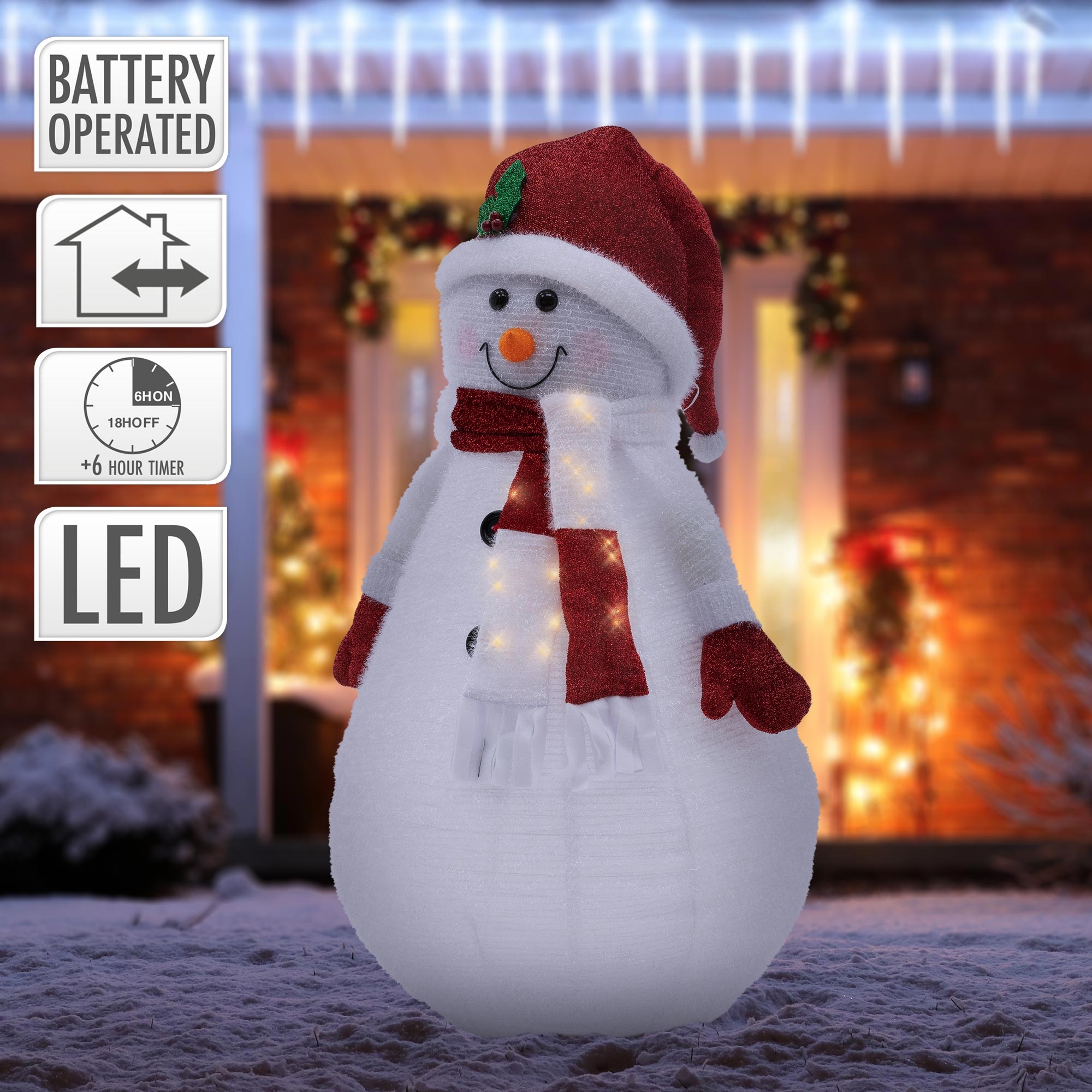 Bonhomme de neige LED éclairé décoration de Noël figurine d'extérieur XXL  140 cm