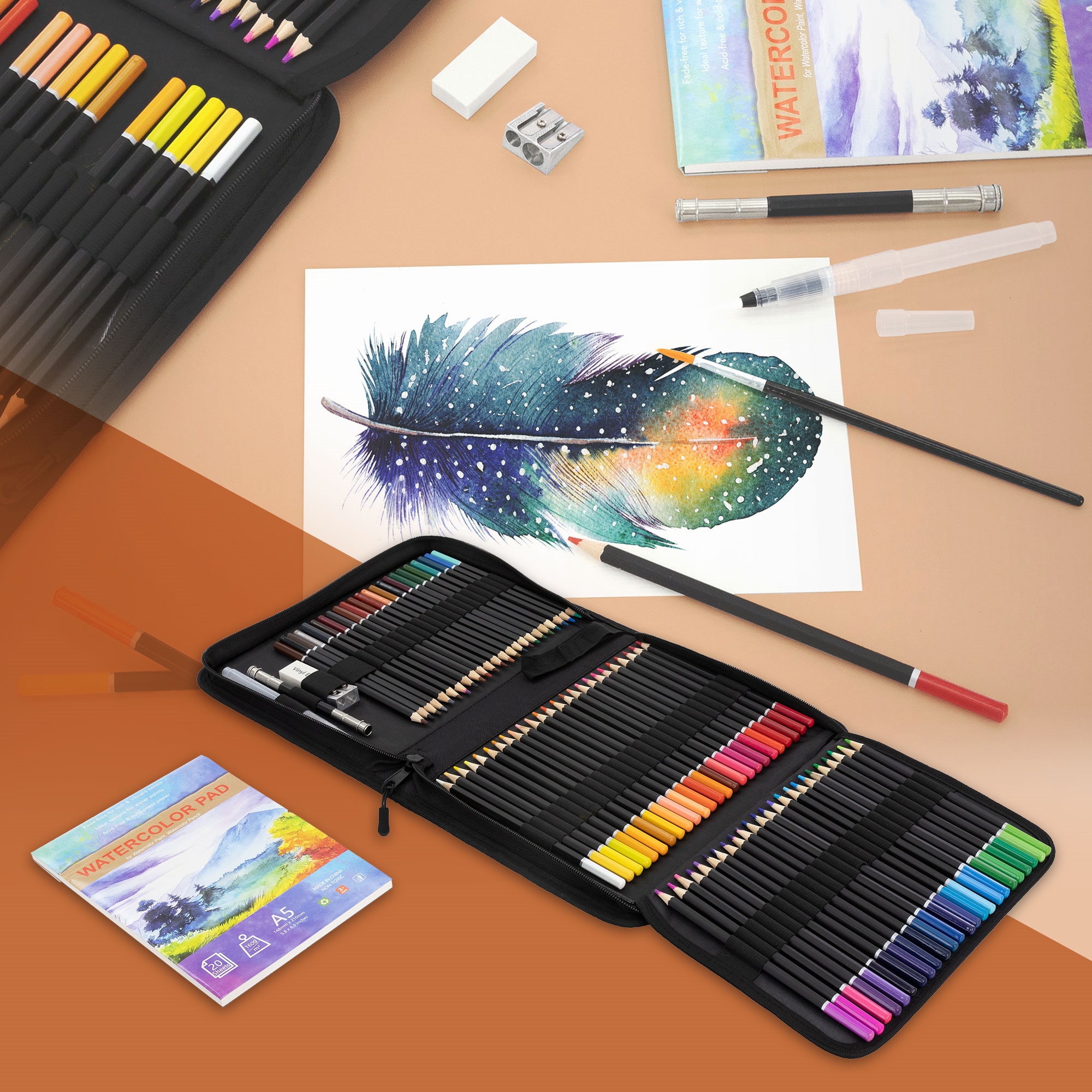 Coffret peinture huile acrylique crayons de couleur aquarelles pastel 112  pcs - Autres accessoires de dessin et peinture à la Fnac