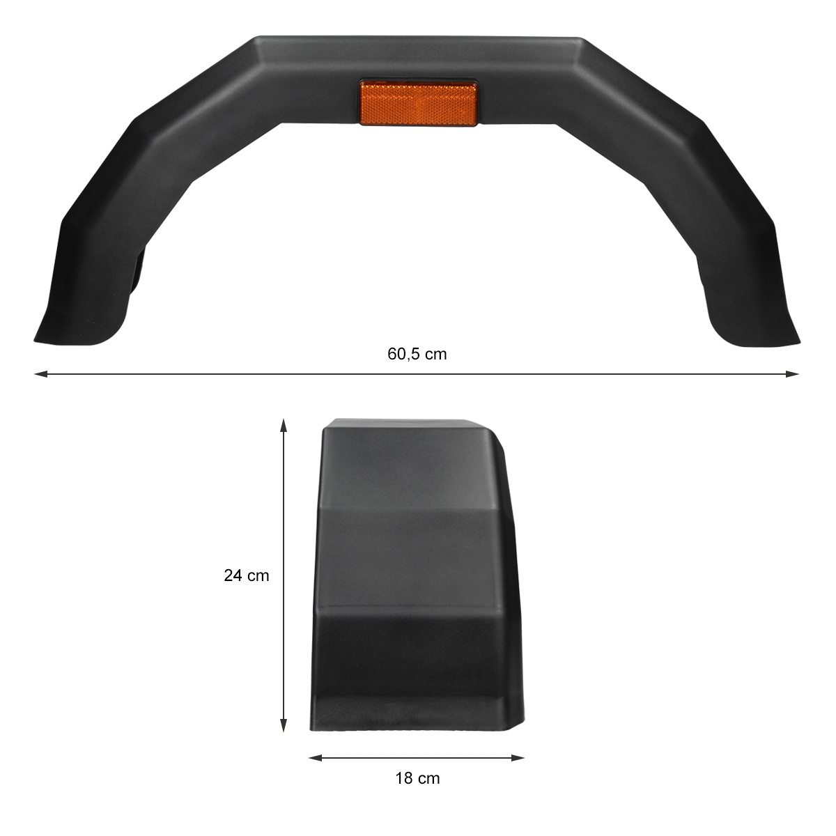 Fulton 008583 Garde-boue de remorque en plastique HDPE robuste, taille de  pneu 13 pouces, noir 