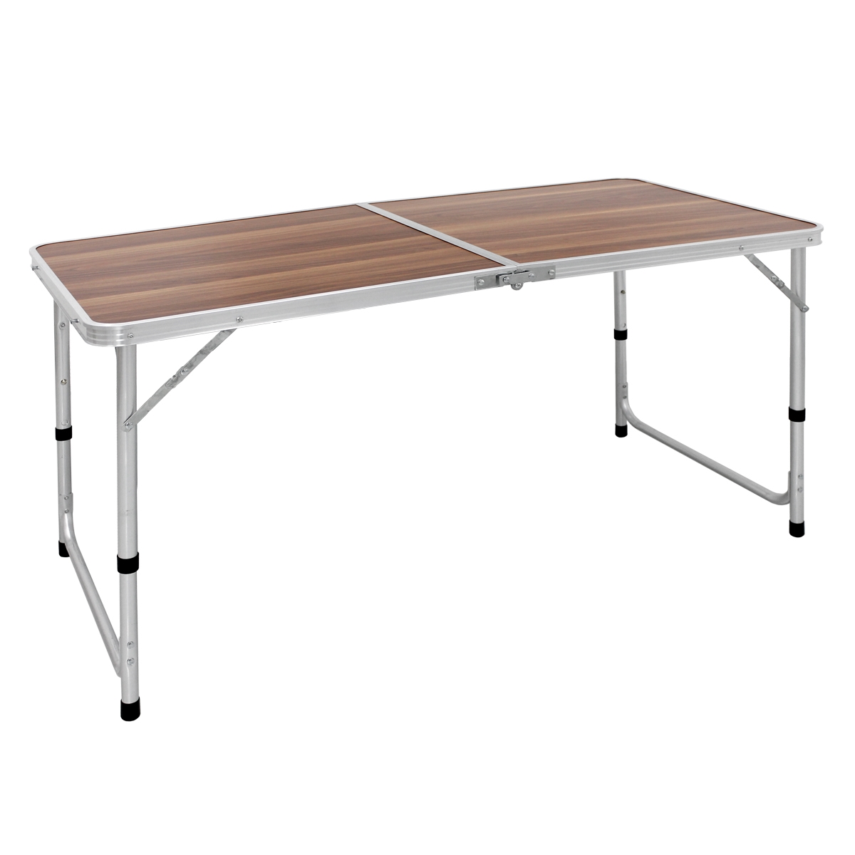 Campingtisch Klapptisch Gartentisch Tisch mit 4 Hocker Aluminium 120cm Holzdekor 