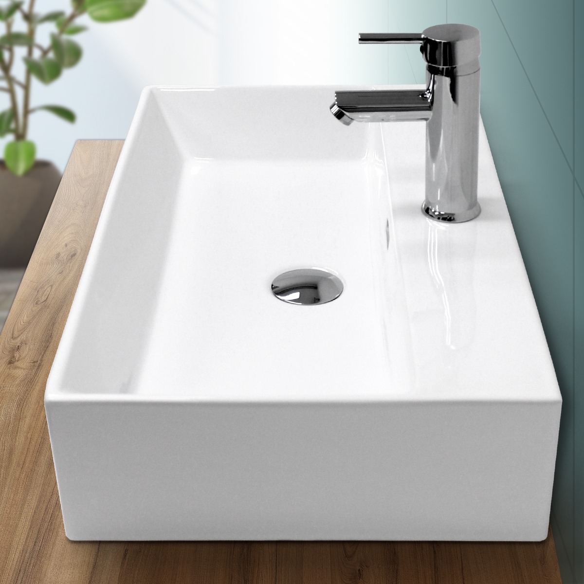 Vasque à poser lavabo salle de bain céramique lave-mains évier blanc 41/51/60cm 