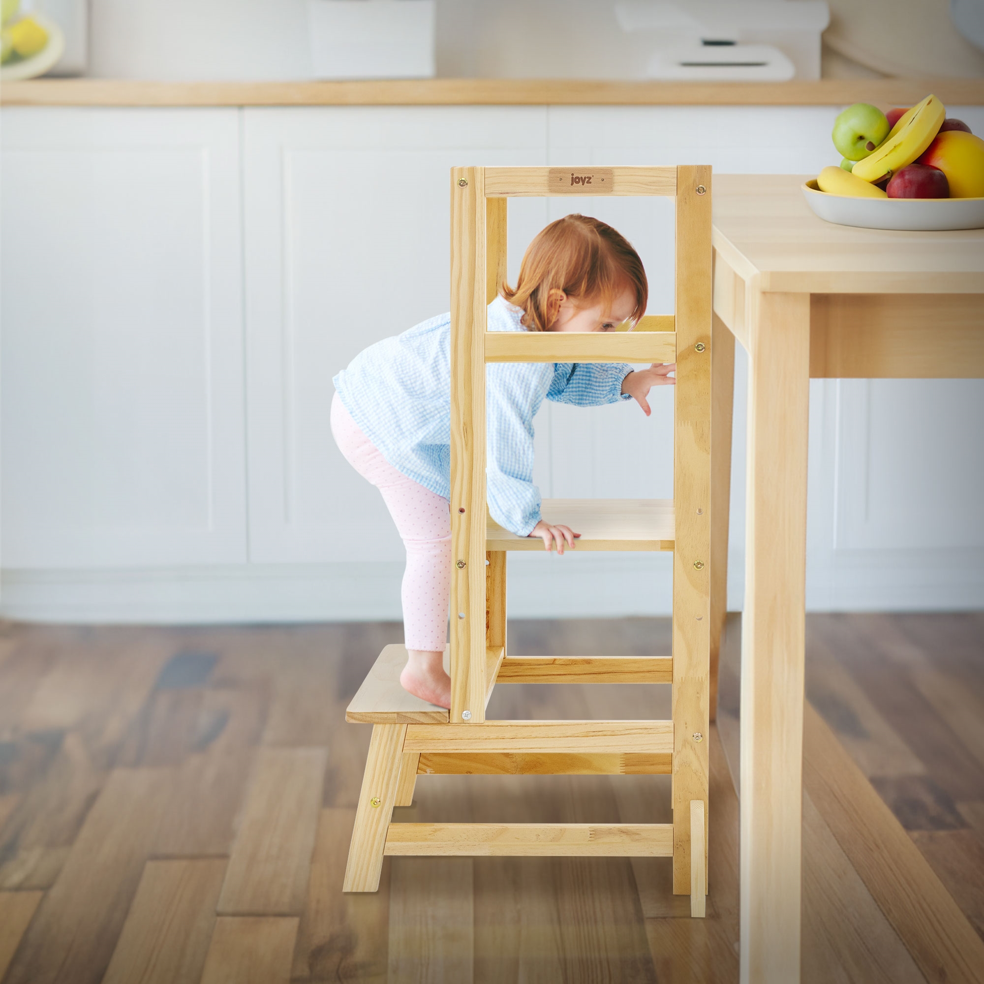 Torre di apprendimento montessoriana per bambini in legno naturale 54x44x90  cm