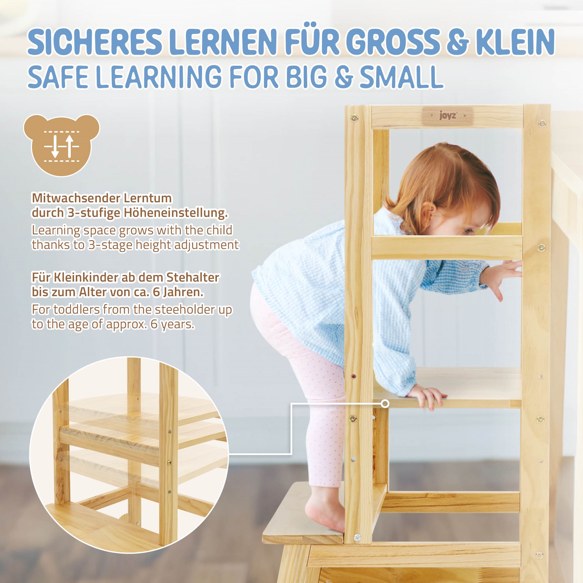 Torre di apprendimento montessoriana per bambini in legno Joyz