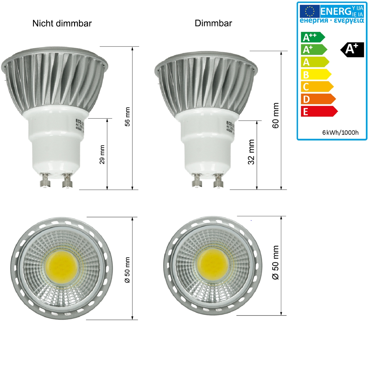 GU10 LED Birnen 4W 6W Leuchtmittel Einbauspots Lampe Glühbirne Warmweiß Kaltweiß