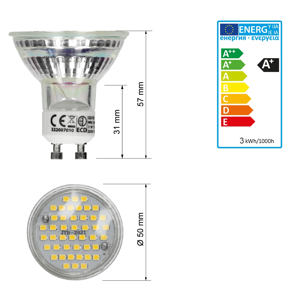6X GU10 3W=20W LED Strahler Spot Rampenlicht Glühbirne SMD 180LM Warm/Kaltweiß 