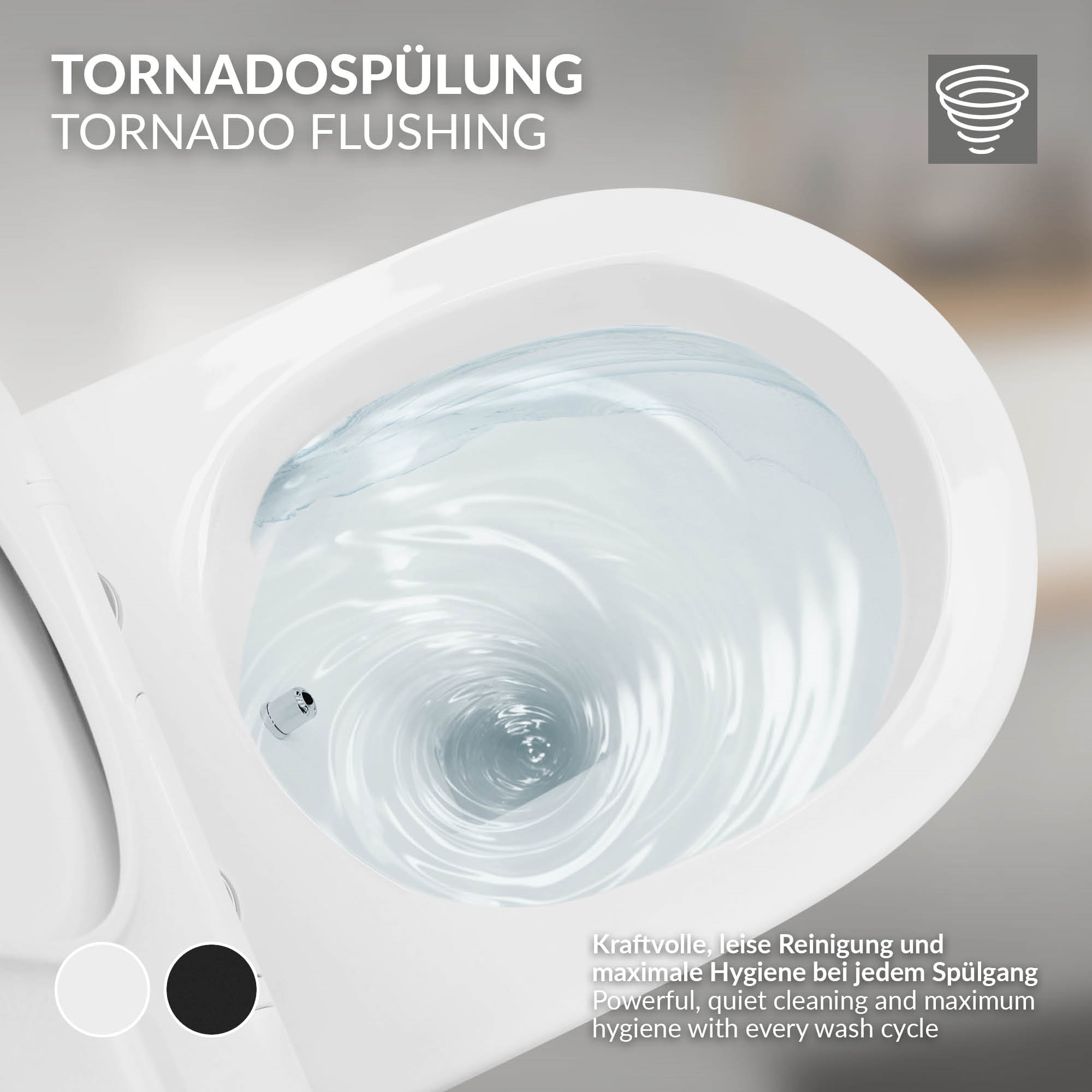 Spülrandlos Wand Hänge Nano WC Toilette Tornadospülung Softclose Bidet-Funktion