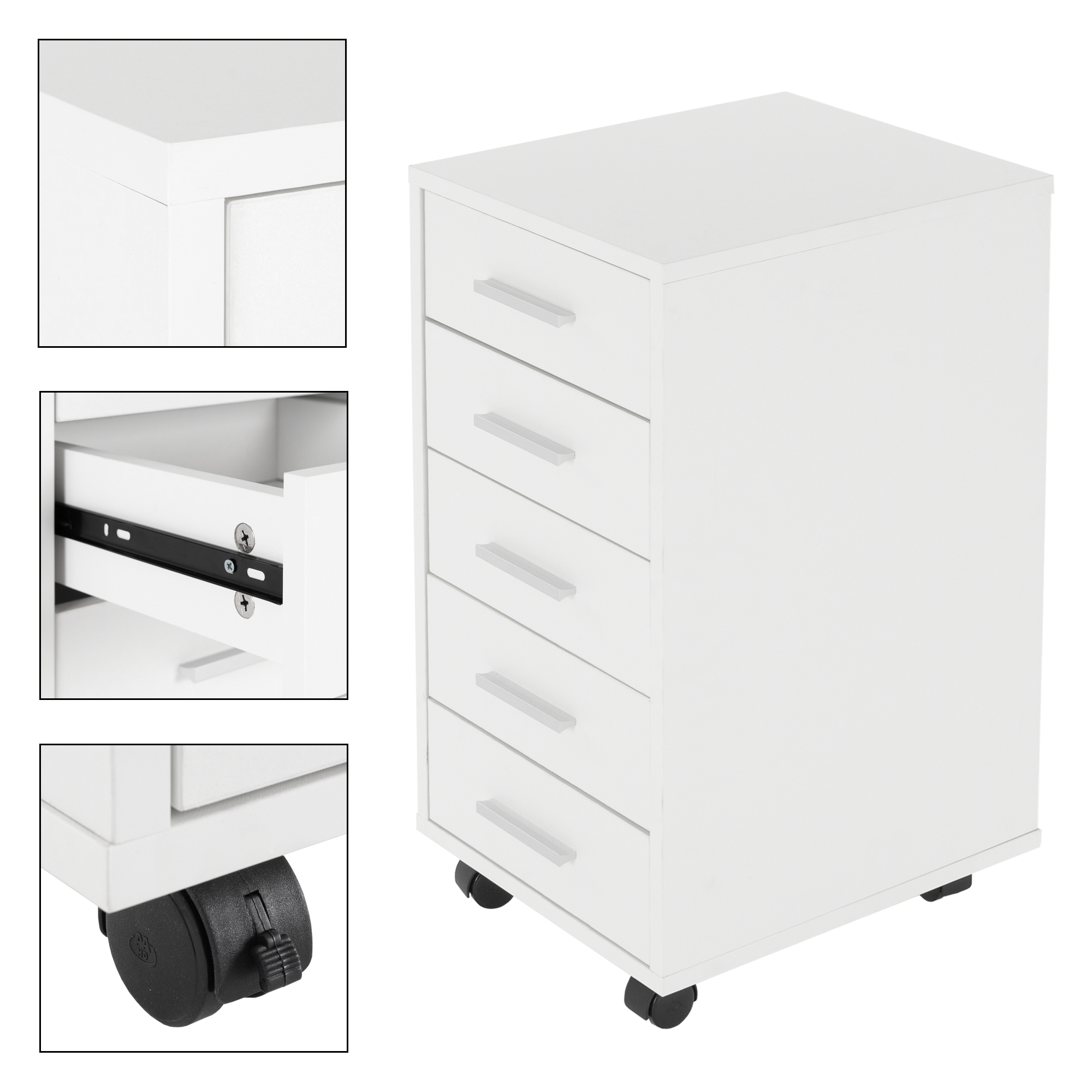 ML-Design - 2x Caisson à roulettes avec 3 tiroirs de bureau