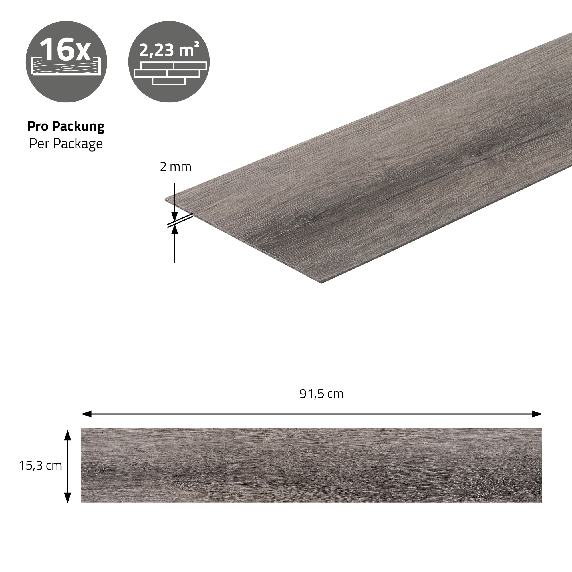 2,23 - 11,15 m² PVC Klebevinylboden Vinylboden Bodenbelag Laminat Fußboden Boden
