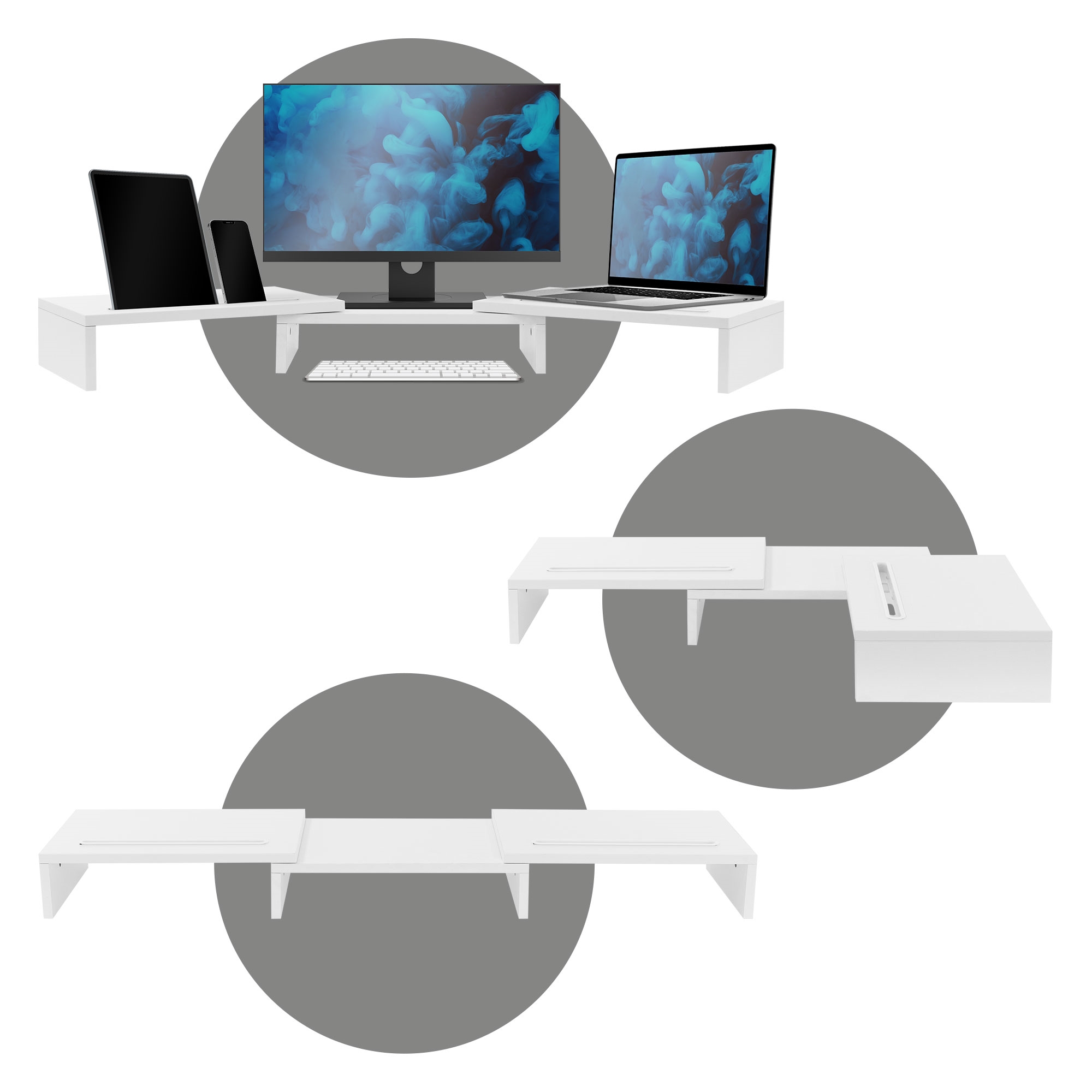 Elevador para monitor doble soporte madera para 2 pantallas ajustable a  elegir