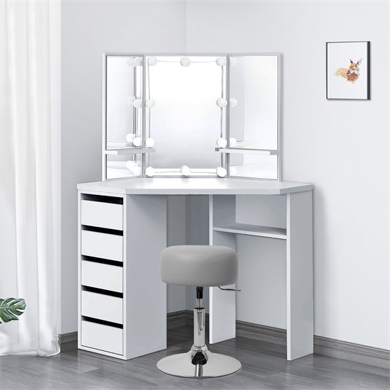 Påklædningsbord med LED-belysning Hvid inkl. ML-Design