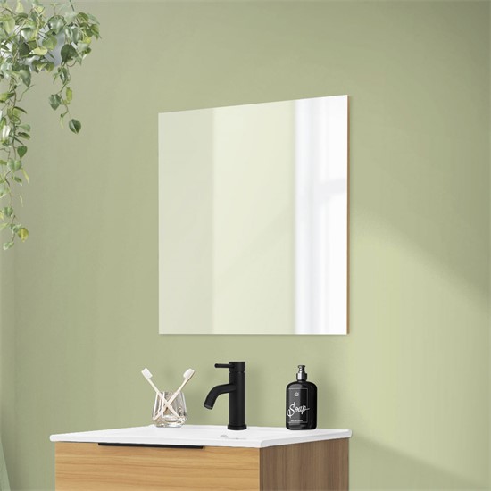 Badezimmer Spiegel 60x60 cm Weiß aus Glas Rahmenlos ML-Design