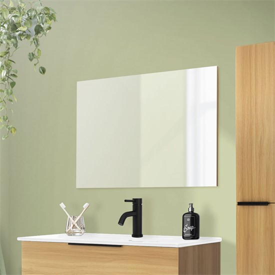 Badezimmer Spiegel 90x60 cm Weiß aus Glas Rahmenlos ML-Design