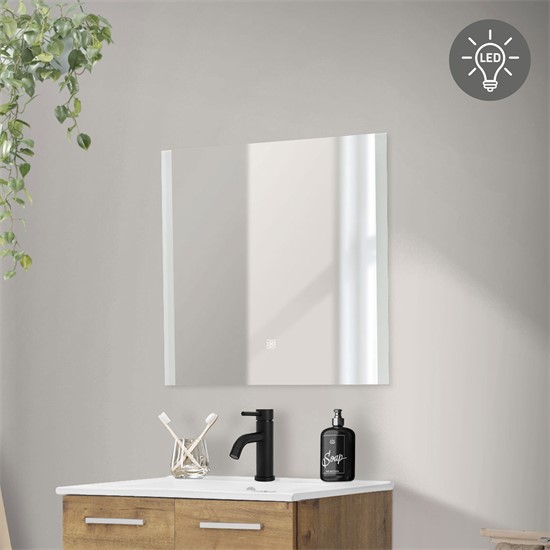 Badezimmer LED-Spiegel mit Touchschalter 60x60 cm Weiß aus Glas ML-Design