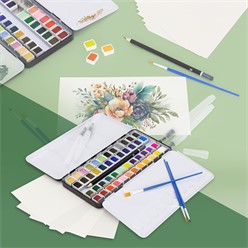 Scatola di colori ad acquerello con 48 colori, compresi pennelli e