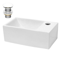 ECD Germany Lavabo da Appoggio in Ceramica Bianco Rettangolare 350 x 205 x  125 mm Lavello Design Moderno da Appoggio Lavandino Rettangolare Lavamano