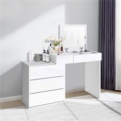 Storeinuk White Modern Dressing Table,2 Large Drawers and Rectangular Mirror for Bedroom Made of MDF 85 x 40 x 131 cm Size 