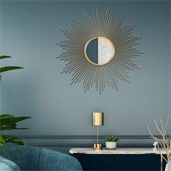 WOMO-DESIGN Specchio decorativo da parete oro, Ø 75 cm, in vetro con  cornice in metallo