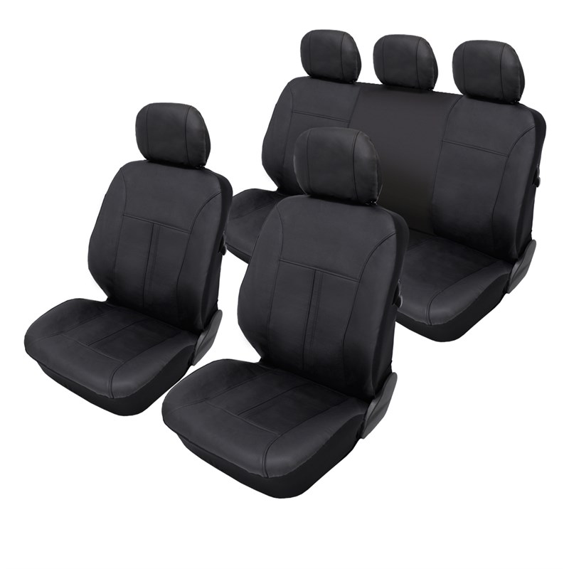 Saferide 3er Set Autositzbezüge PKW universal | Auto Sitzbezüge  Velourslederimitat Braun für Airbag geeignet | für Vordersitze und Rückbank  | 1+1