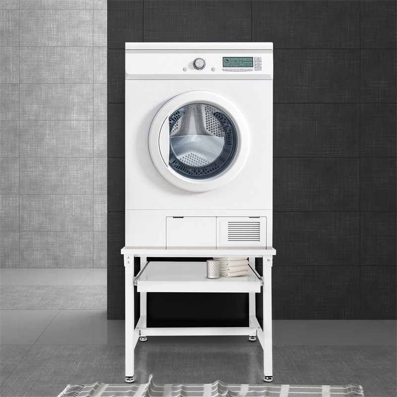 Waschmaschinen Untergestell mit ausziehbarer Ablage weiß, 60x57x54 mm, aus  Stahl