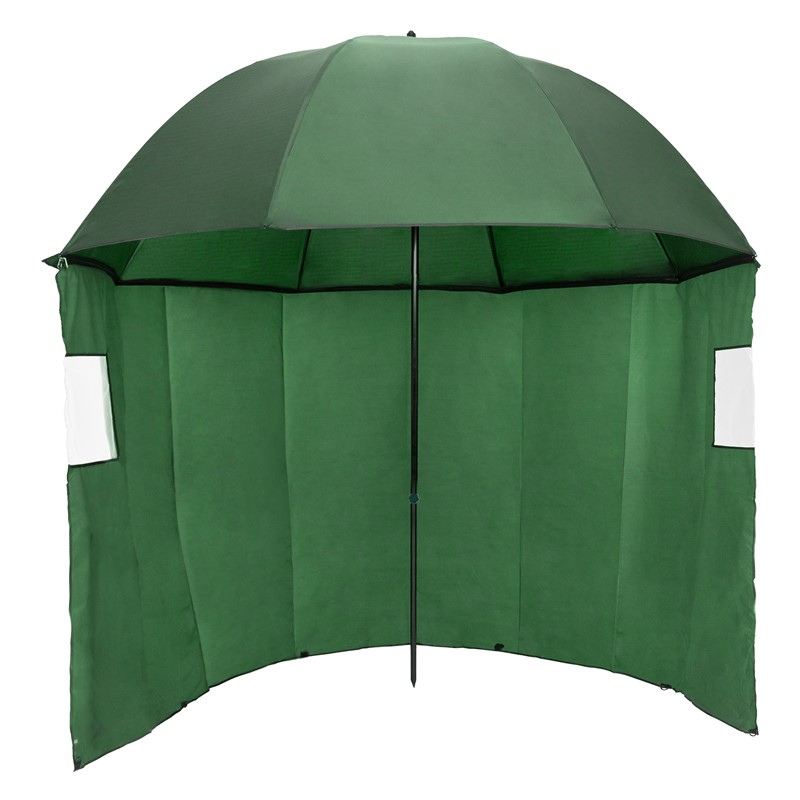 Paraguas de con panel lateral, verde oliva, 190x150,5-200 cm, de aluminio nylon