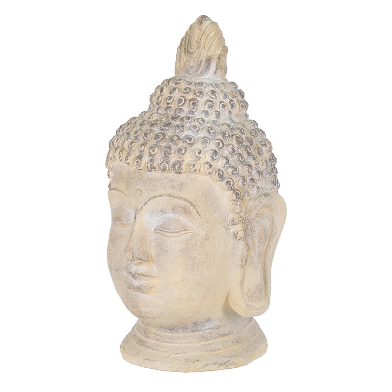 Buddha Head Statue Beige Grey 45x39x78, Stone Garden Buddha Heads