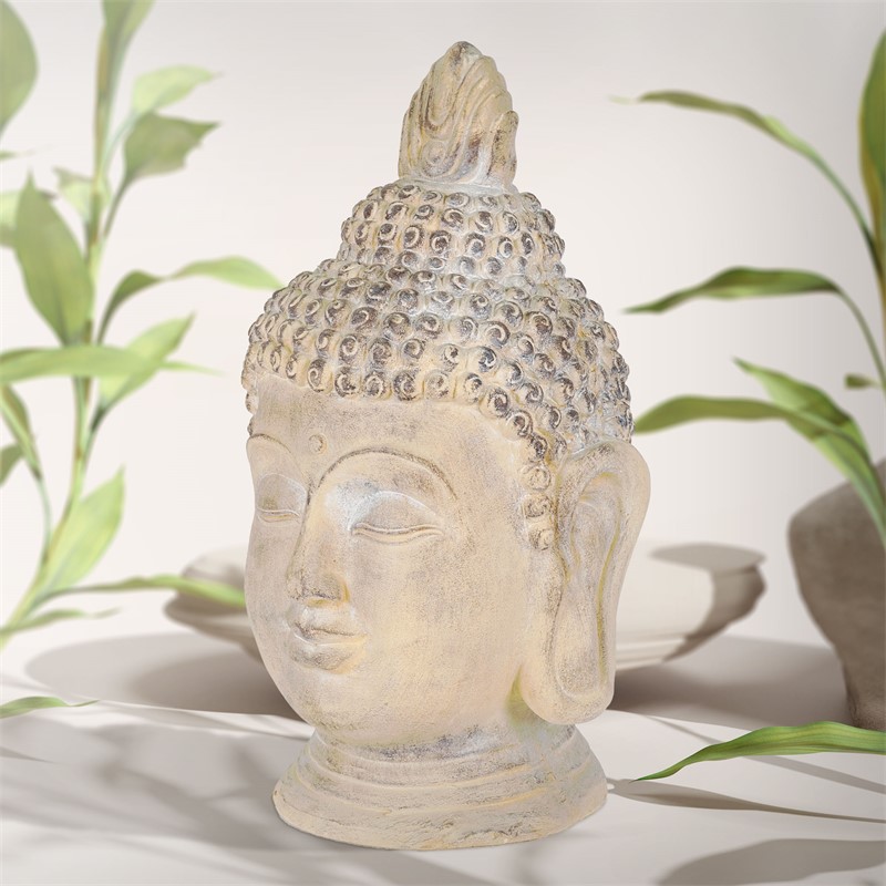 Voldoen Reserveren zwemmen Boeddha hoofd beeld beige/grijs, 45x39x78 cm, gemaakt van gegoten steen  Boeddha hoofd beeld beige/grijs, 45x39x78 cm, gemaakt van gegoten steen