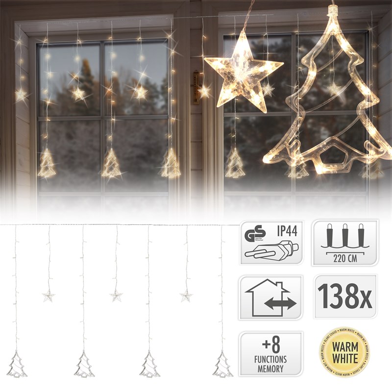 Rosnek LED-Lichtervorhang 2x2M, wasserdicht, USB, für Schlafzimmer Wand  Fenster Weihnachten Deko
