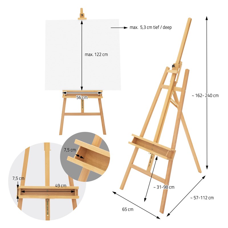 Caballete para pintura de madera de hasta 56cm regulable