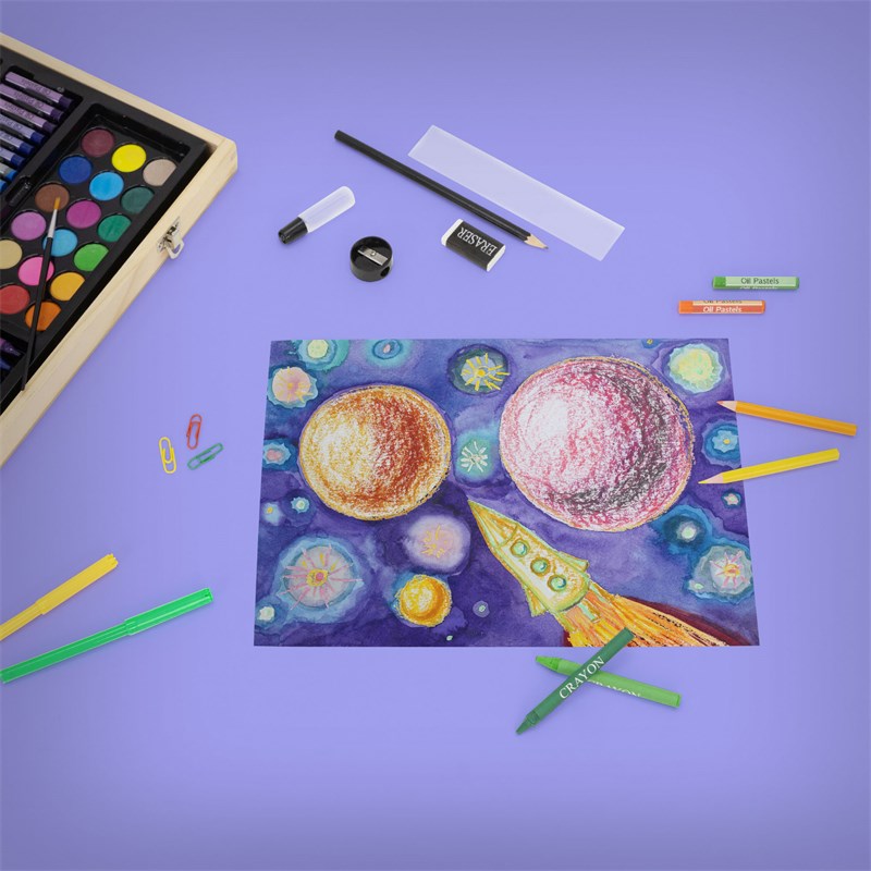 Valigetta Colori Per Bambini Set Artistico 180 Pezzi con Pastelli  Pennarelli Acquerelli e Accessori