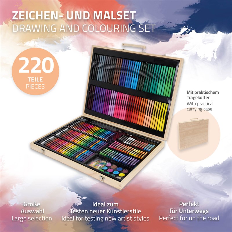 Set da 180 colori in valigetta di legno