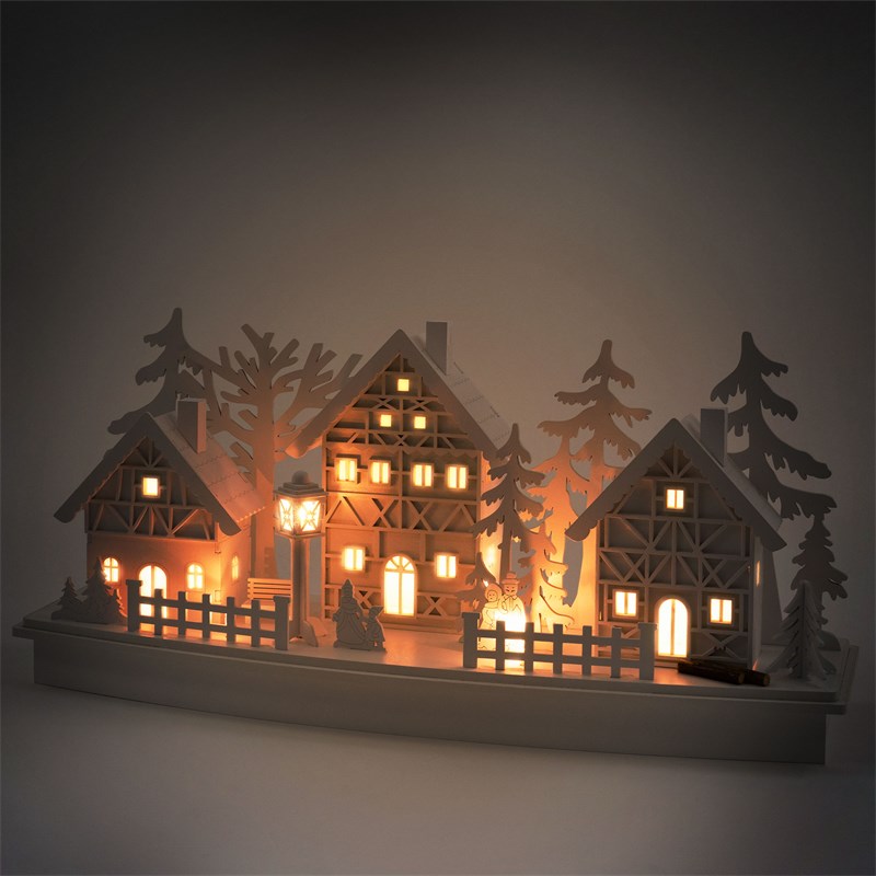 Village de Noël lumineux Blanc avec guirlande lumineuse blanche