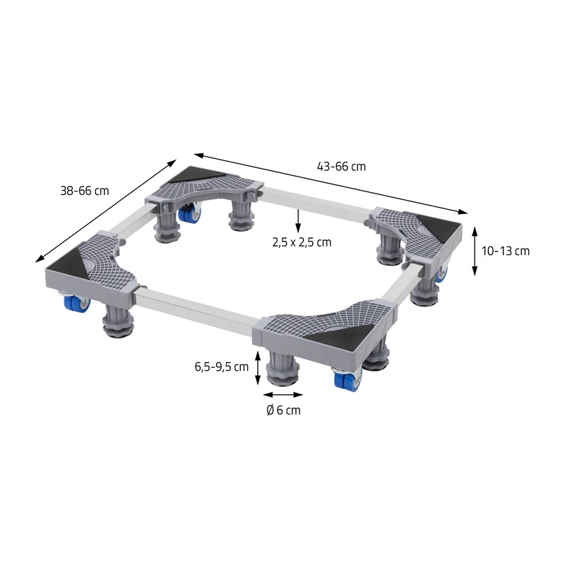 Base per lavatrice regolabile con ruote bloccabili 38-66 cm