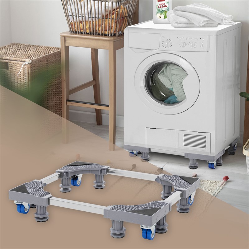 Base de lavadora ajustable en tamaño con ruedas bloqueables 38-66 cm  ajustable gris/plata metal