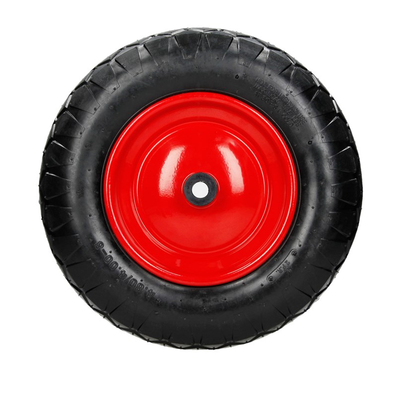 Ruota per carriola con pneumatici 390 mm 4.80/4.00-8 con asse, rosso, in PU