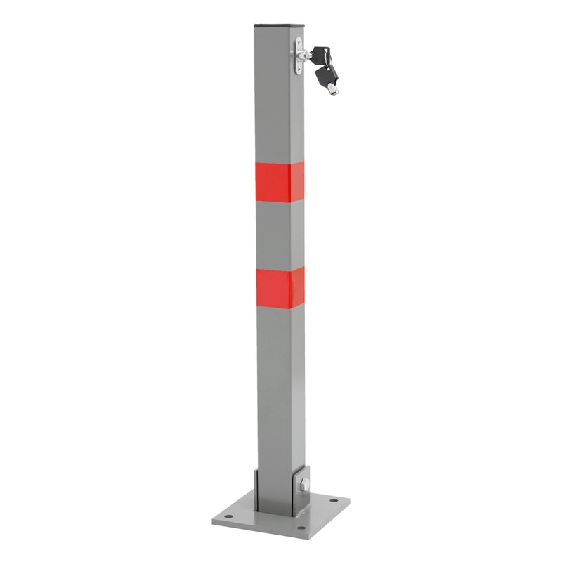 Barriera di parcheggio 65,5 cm, quadrata, con strisce rosse di avvertimento  e 3 chiavi, in acciaio