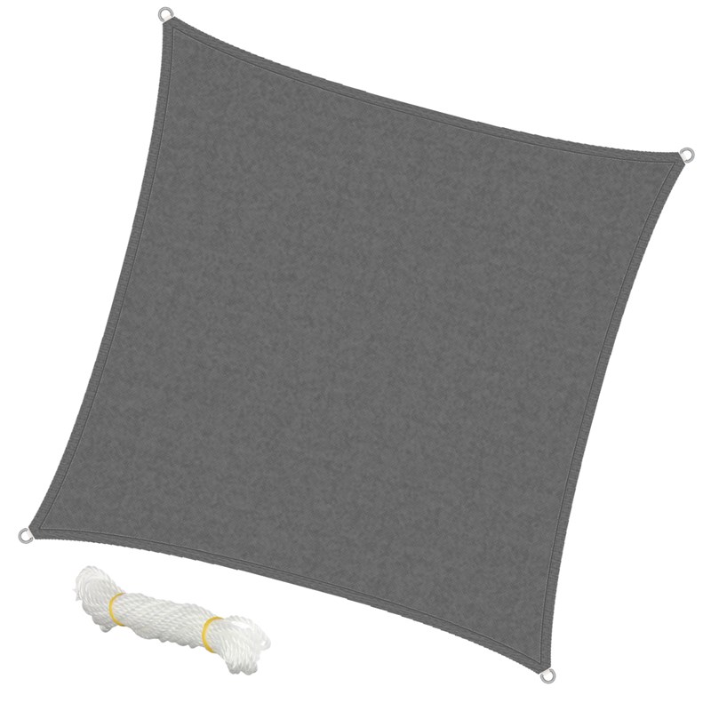 Sun sail square 3.6x3.6 m, grey, 100% HDPE with UV protection incl.  fastening ropes buy online
