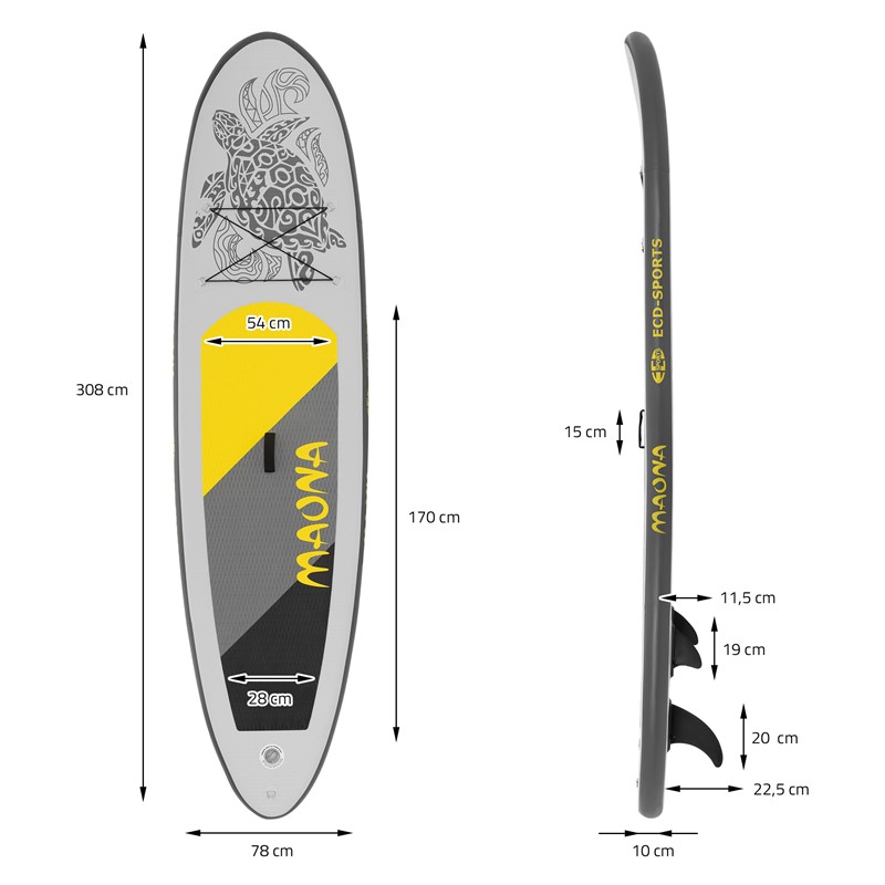 Surfboard stand up paddle maona tabla hinchable sup gris incluido accesorios 
