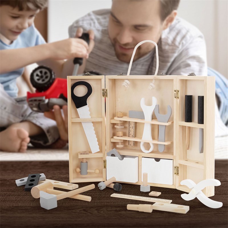 Boîte à outils pour enfants à partir de 1 an 21x30x8 cm Naturel en