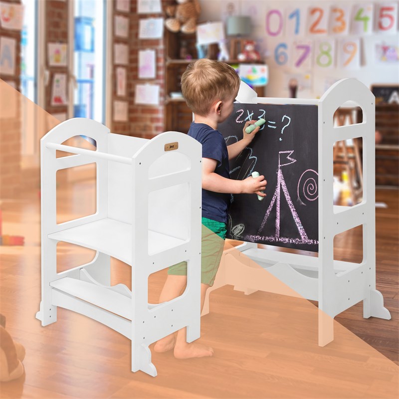 Torre di apprendimento 2in1 per bambini a partire da 1 anno Bianco in legno  incl. lavagna by Joyz