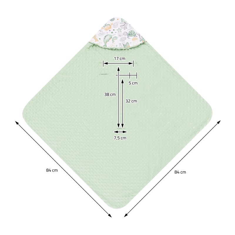 Joyz Couverture à Bébé avec Capuche, Animaux Marins/Vert, 100% Coton, 84x84  cm, Double Face