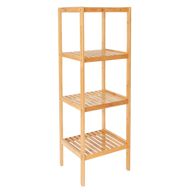 Mueble bajo lavabo pie con 3 estantes de bambú natural de 60x30x60 cm