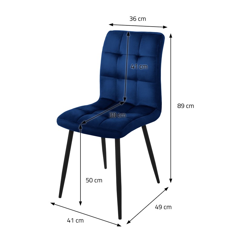 ML-Design - Lot de 4 chaises salle à manger en velours bleu foncé