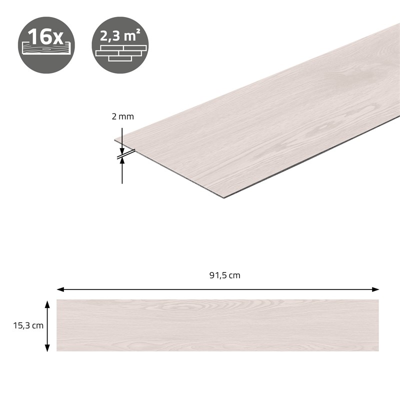 Deluxe PVC suelo de vinilo adhesivo para 2,3 m² roble gris oscuro 2 mm de  espesor ML diseño