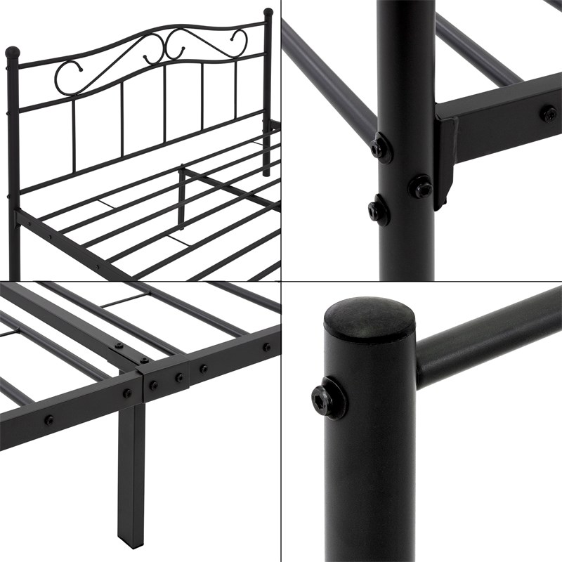 Metal Bed Black 140x200 Cm On Steel, How To Put Together A Metal Bed Frame And Headboard