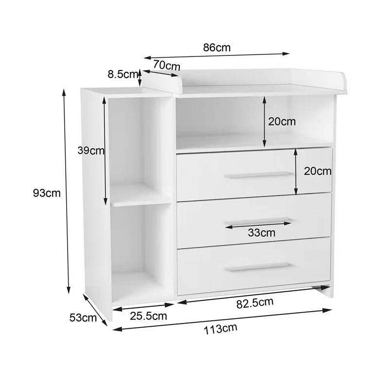 ML-Design - Commode à langer étagère à langer meuble bébé 113 x 53 x 93 cm  blanc ML-Design® - Commode - Rue du Commerce