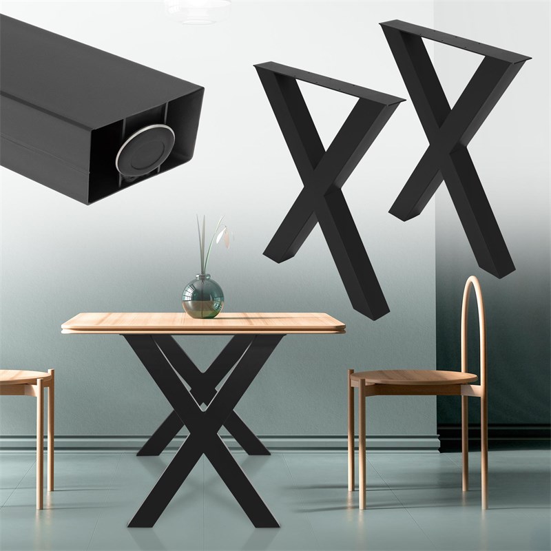 Patas para mesa Bastidores para mesa Juego de 2 Soportes Negro 70x72 cm de  acero industrial marco de la mesa comedor Patas de mueble Soporte
